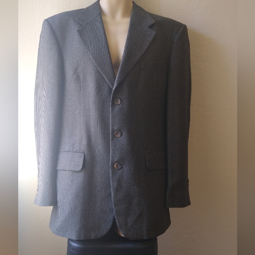 Oscar De La Renta Black Olive Beige Men's Single Breasted Jacket 40 R